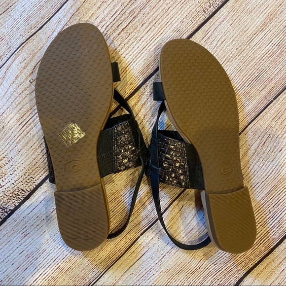 UGG Black and Tan Women's Sandals - Picture 8 of 12
